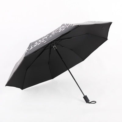 黑胶三折晴雨伞 防晒91蝌蚪在线视频伞手开太阳伞 定制LOGO小蝌蚪免费视频伞